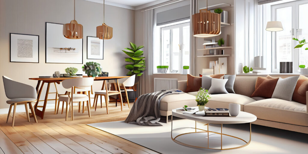 Stylish Scandinavian Living Room With Design Mint Sofa Furnitures Mock Up Poster Map Plants Eleg 1024x512